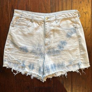 American Eagle Outfitters Light Blue Tie-Dye Denim Jean Shorts